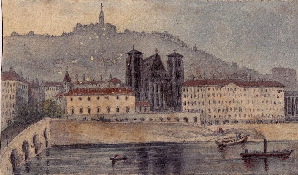 Lyon Cathedral and the Basilica of Notre-Dame de Fourviere from the River  Saône | Artware Fine Art